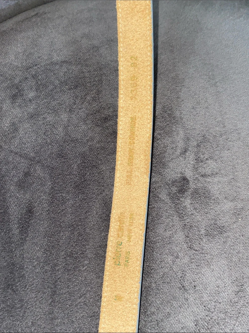 Vintage Pierre Cardin Leather Belt Light Gray Gold Buckle Skinny